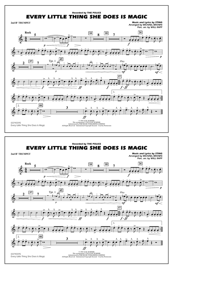 Every Little Thing She Does Is Magic - 2nd Bb Trumpet Marching Band scores gallery preview page 1