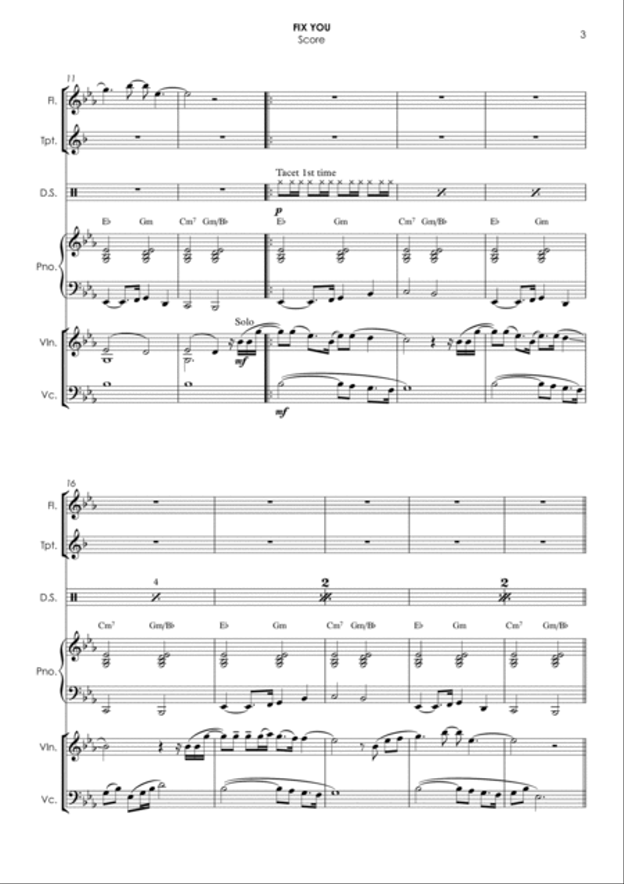 Fix You Small Ensemble scores gallery preview page 3
