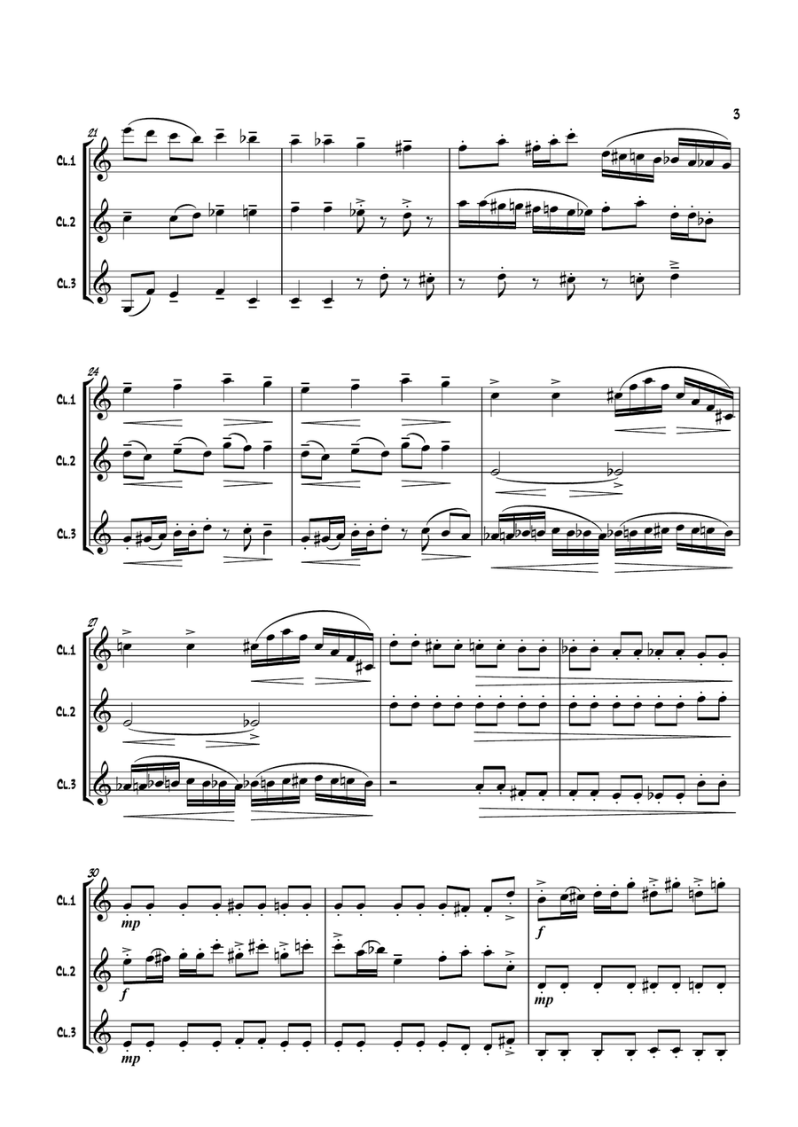 'Fughetta' by Stephen Davies for Clarinet Trio Clarinet Trio scores gallery preview page 3