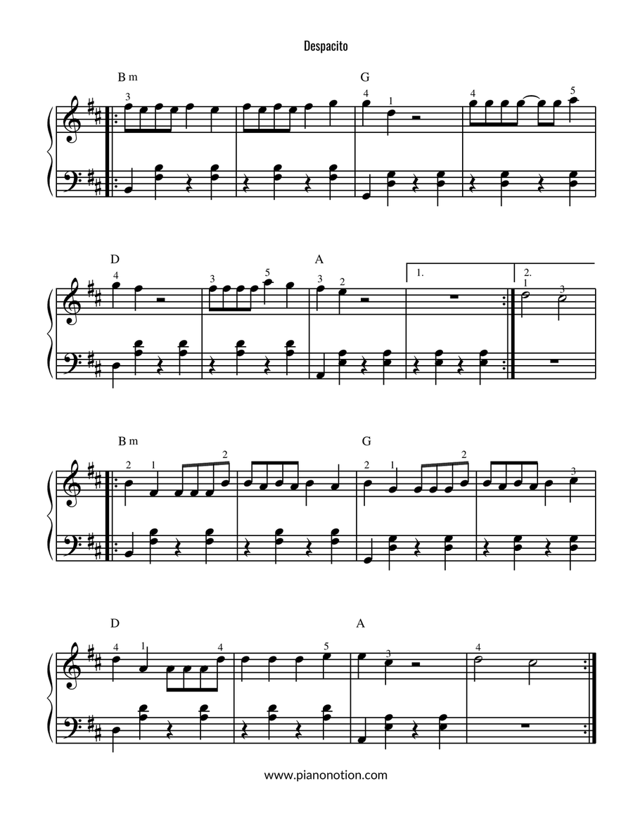 Despacito Easy Piano scores gallery preview page 3
