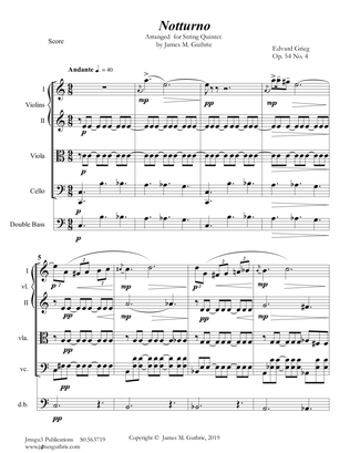 Grieg: Notturno Op. 54 No. 4 for String Quintet