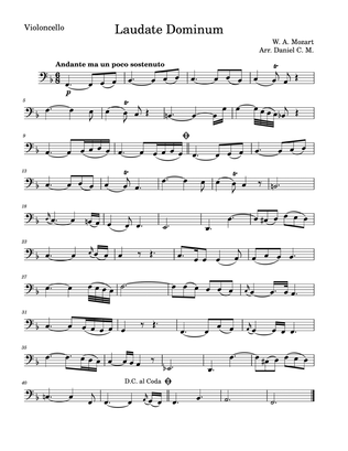Laudate Dominum for cello (low register and easy piano)