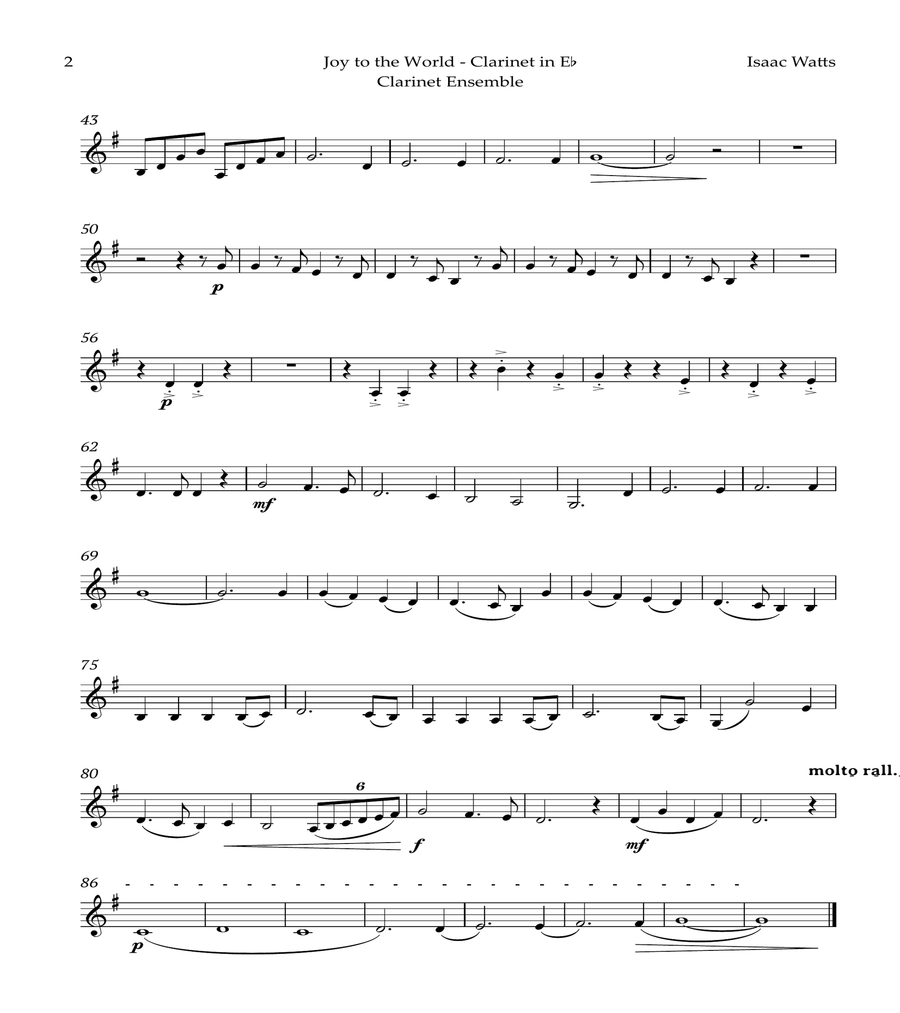 Joy to the World by for Clarinet Ensemble image number null