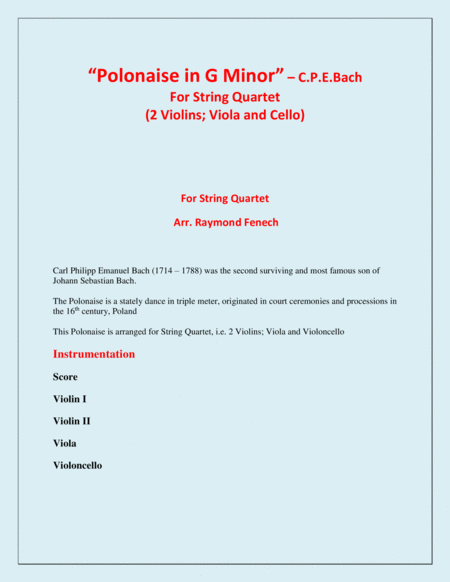 Polonaise in G Minor - For String Quartet (2 Violins, Viola and Violoncello) image number null