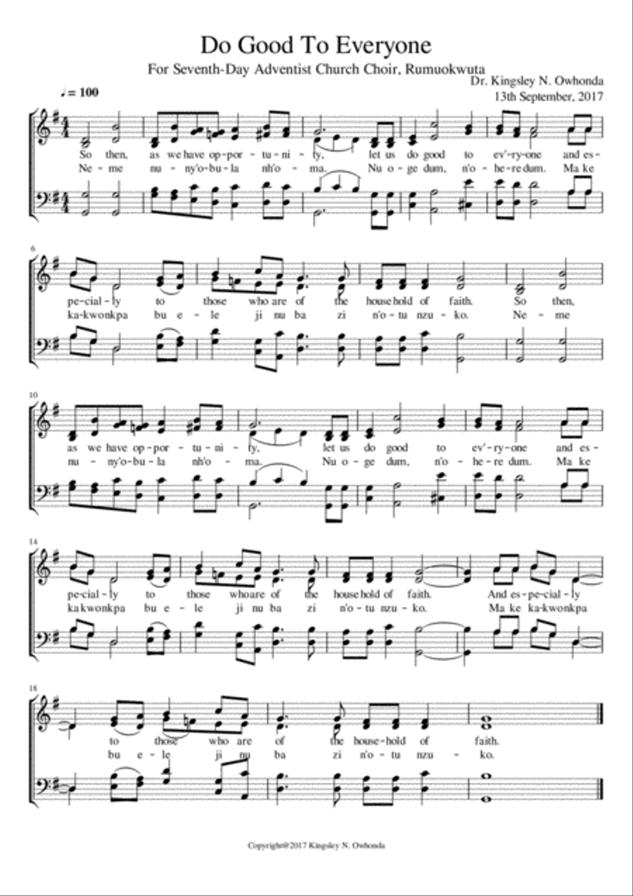 Do good to everyone Do good to everyone 4-Part scores gallery preview page 1