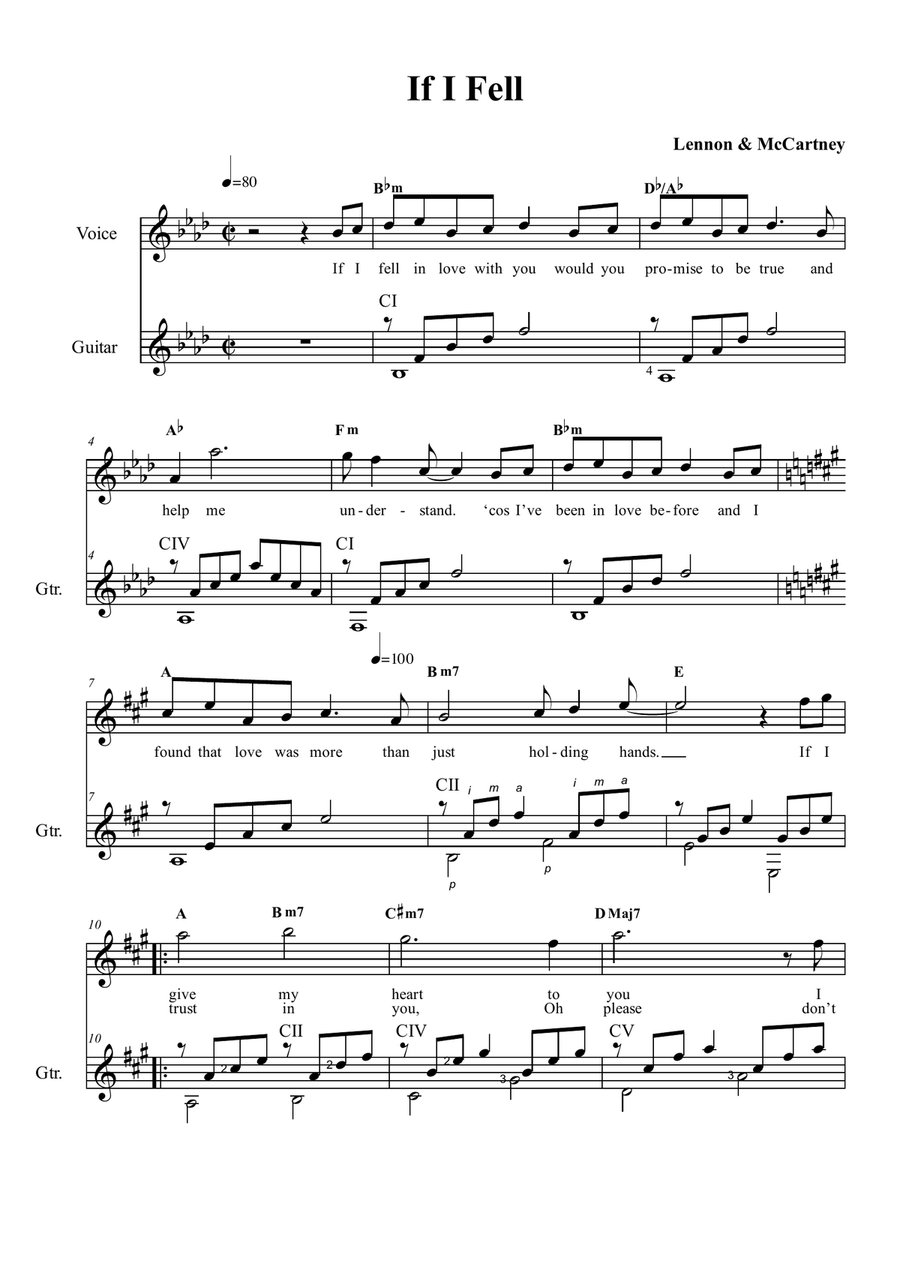 If I Fell Guitar scores gallery preview page 1