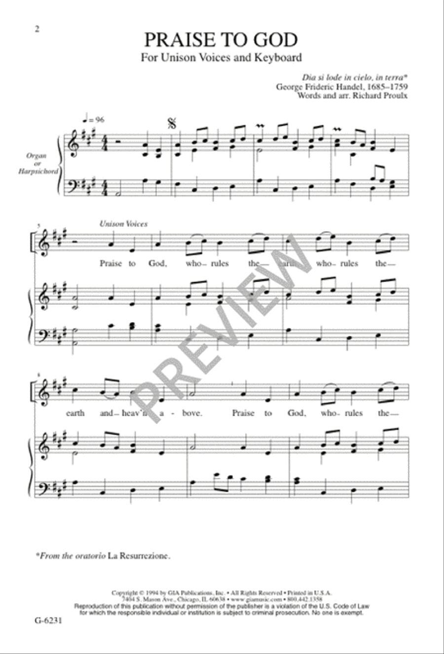 Praise to God Unison Choir scores gallery preview page 2