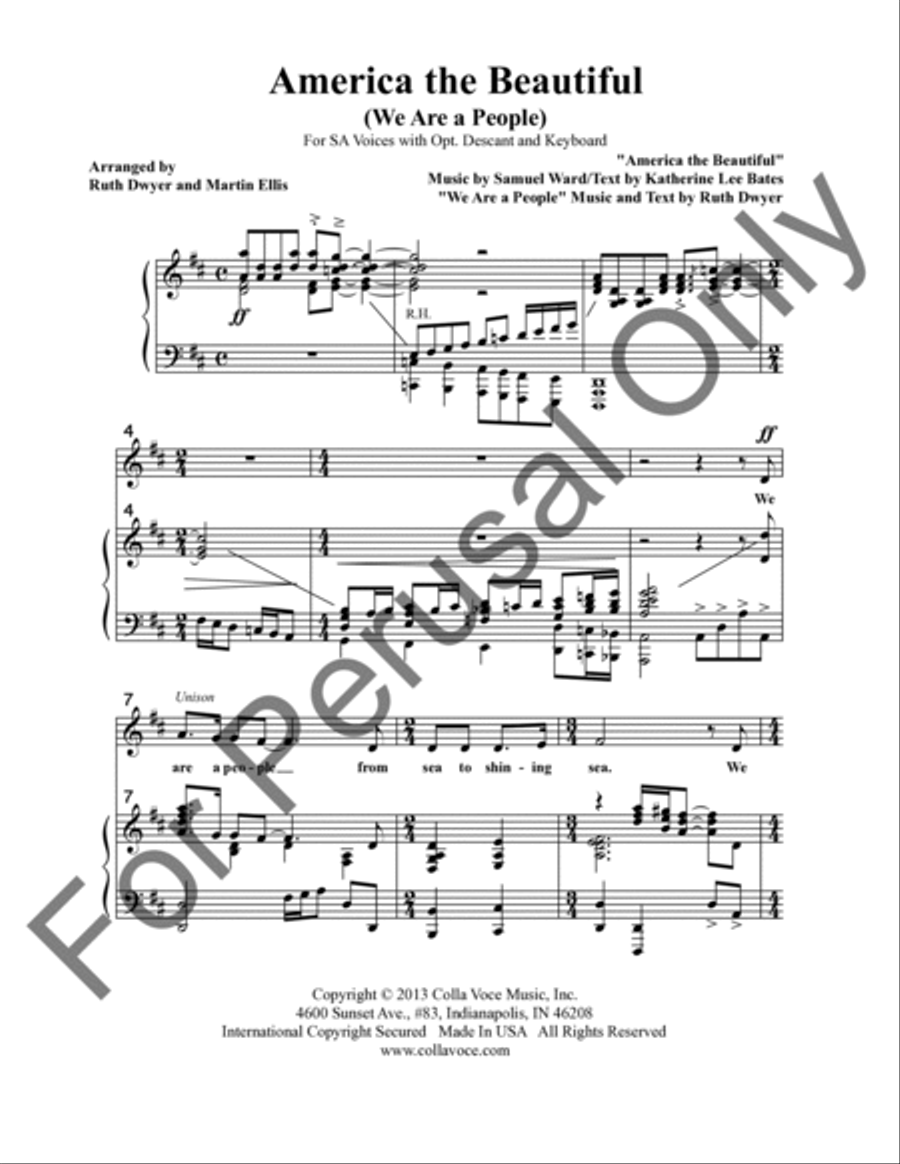 America the Beautiful (Choral Score) SA scores gallery preview page 2