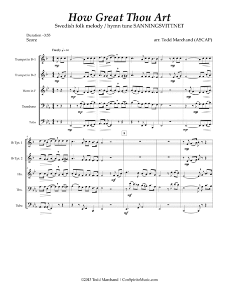 How Great Thou Art - brass quintet Brass Quintet scores gallery preview page 3
