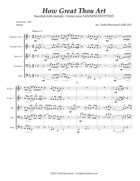 How Great Thou Art - brass quintet image number null