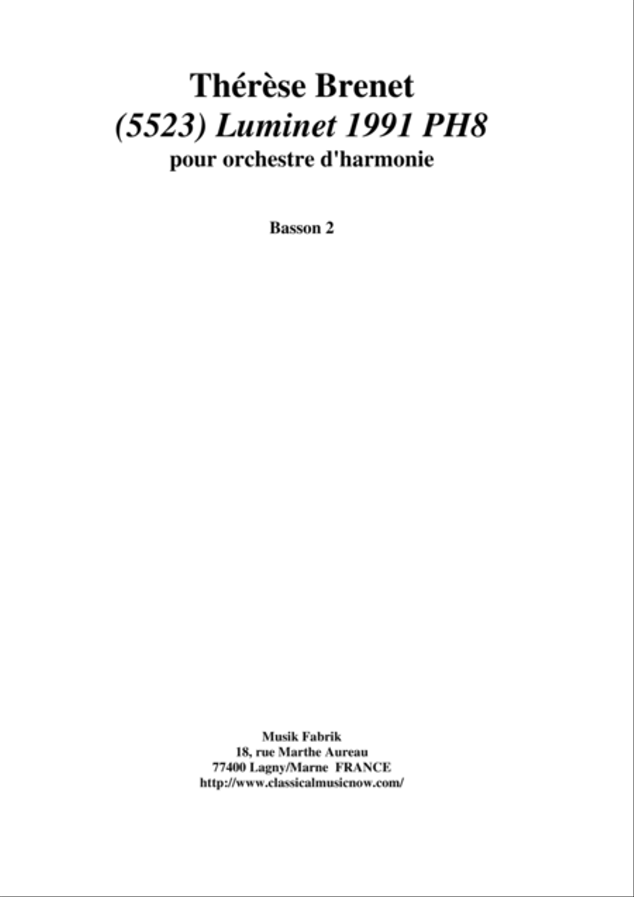 Thérèse Brenet: (5523) Luminet 1991 PH8 for concert band, bassoon 2 part Concert Band scores gallery preview page 1