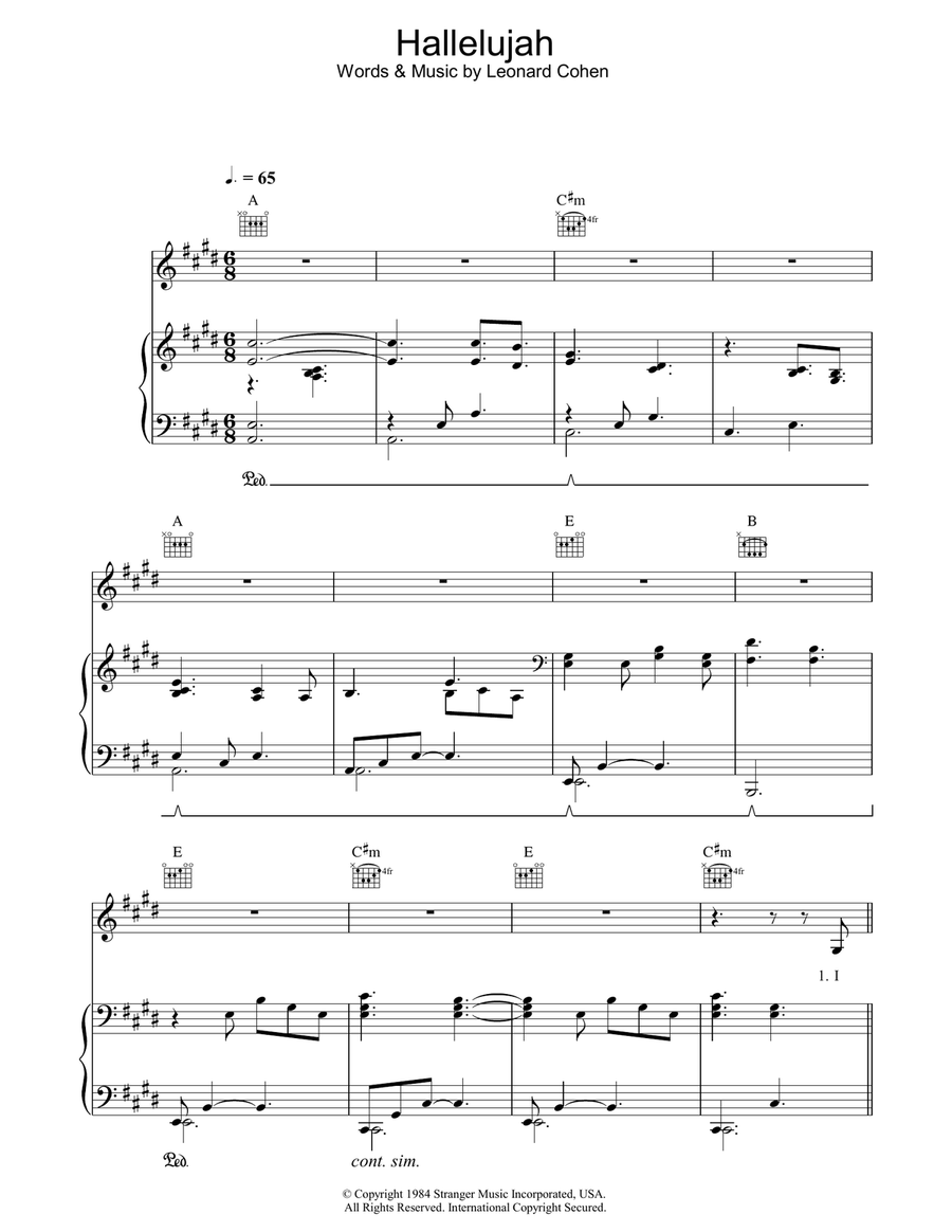 Hallelujah Acoustic Guitar scores gallery preview page 1