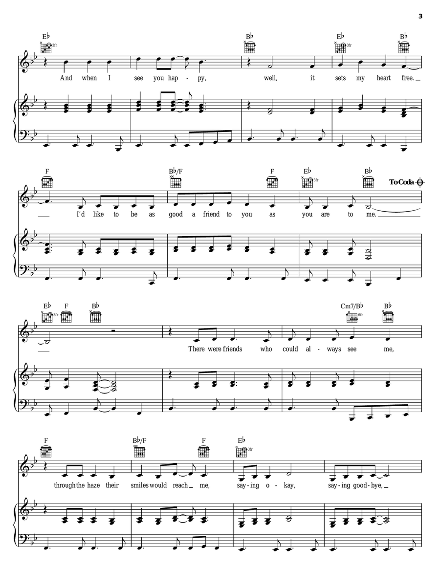 Song For Judith (Open The Door) Piano, Vocal, Guitar scores gallery preview page 3
