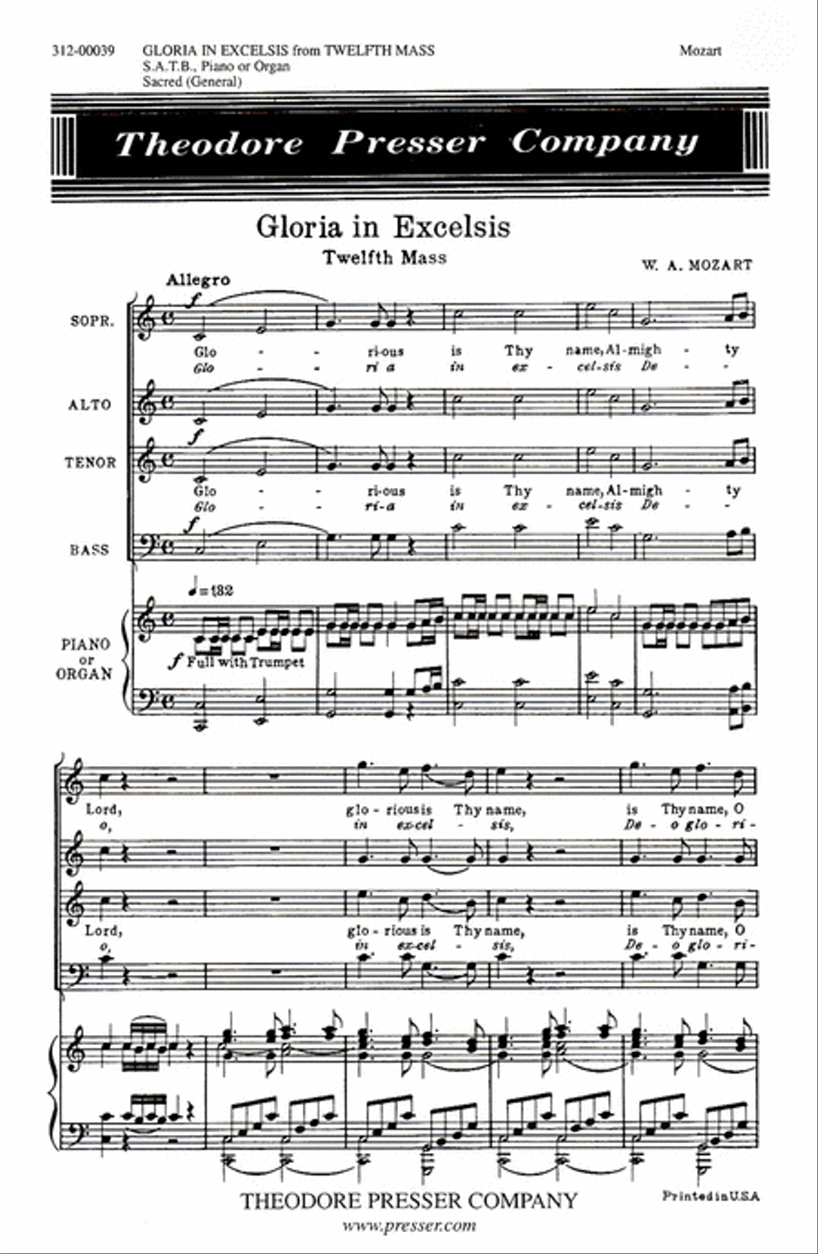 Gloria in Excelsis 4-Part scores gallery preview page 1