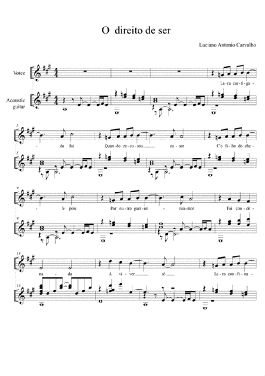 O direito de ser Guitar scores gallery preview page 1