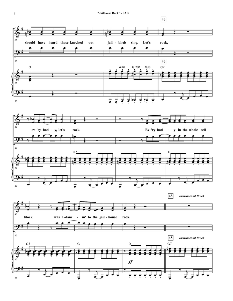 Jailhouse Rock 3-Part scores gallery preview page 4