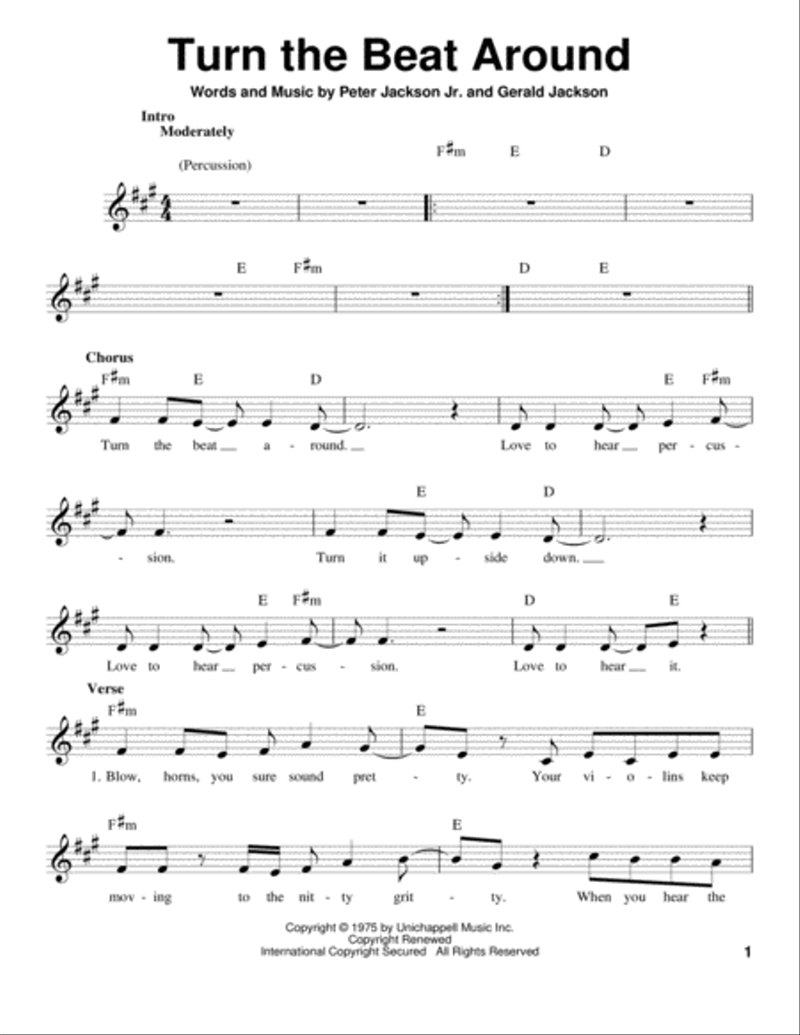 Turn The Beat Around Voice scores gallery preview page 1