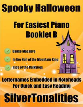 Book cover for Spooky Halloween for Easiest Piano Booklet B