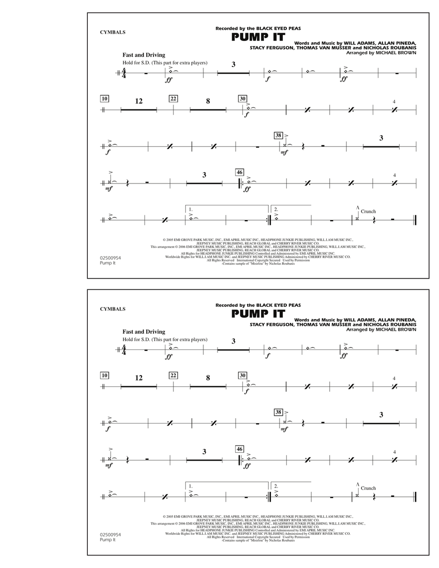 Pump It - Cymbals Pump It - Cymbals Marching Band scores gallery preview page 1