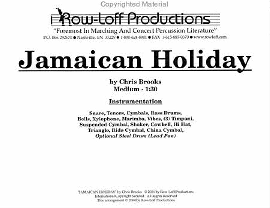 Jamaican Holiday Percussion Ensemble scores gallery preview page 2