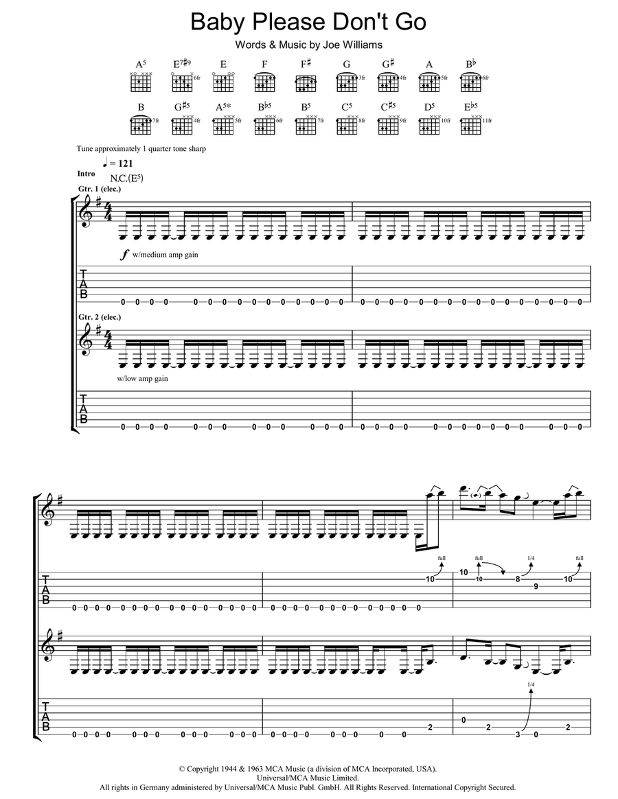 Baby, Please Don't Go Electric Guitar scores gallery preview page 1