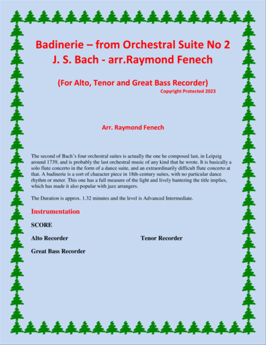 Badinerie - J.S.Bach - for Alto, Tenor and Great Bass Recorders Alto Recorder scores gallery preview page 2