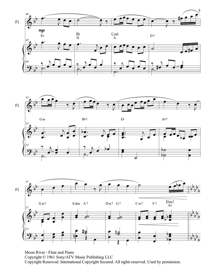Moon River Flute Solo scores gallery preview page 5