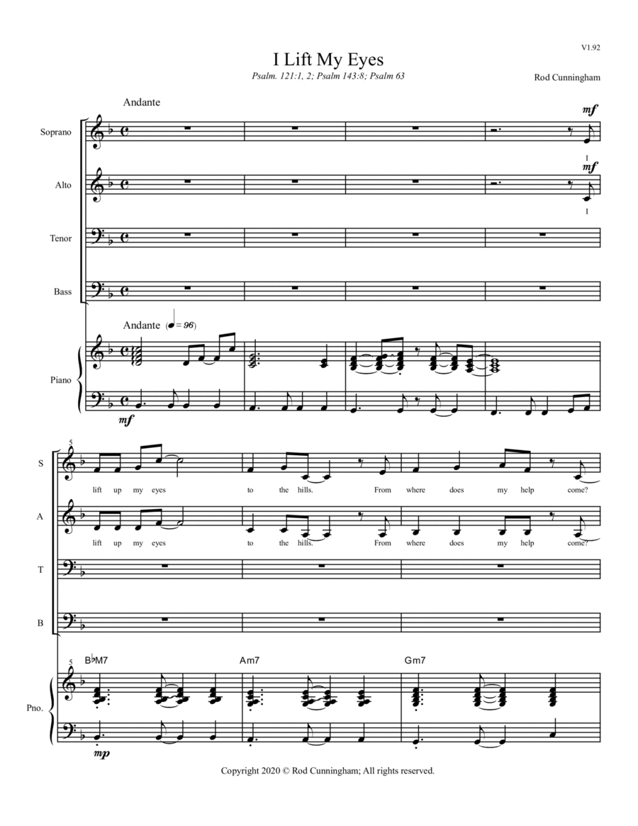 I Lift My Eyes 4-Part scores gallery preview page 1