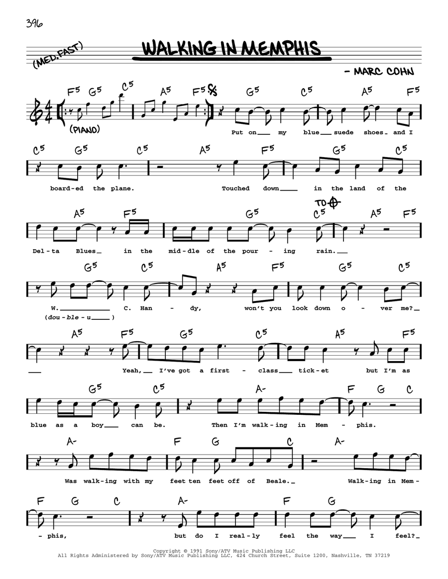 Walking In Memphis Voice scores gallery preview page 1