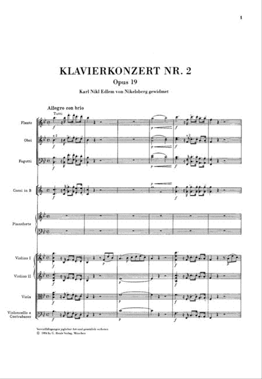 Concerto for Piano and Orchestra B Flat Major Op. 19, No. 2 Orchestra scores gallery preview page 2