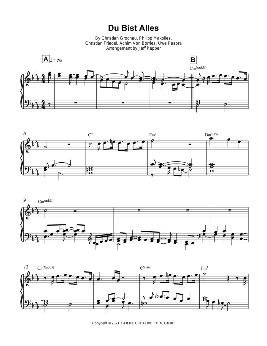 Du Bist Alles Piano Solo scores gallery preview page 1