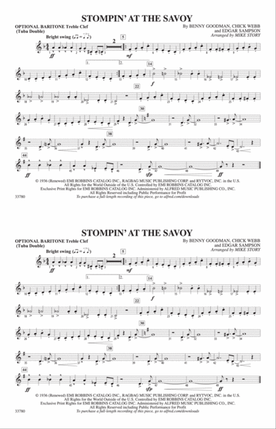 Stompin' at the Savoy: Optional Baritone T.C. (Tuba Double) Marching Band scores gallery preview page 1