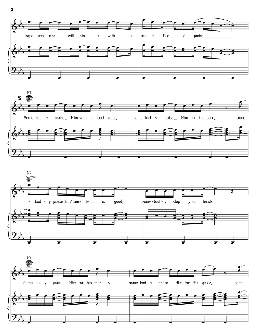 Sacrifice Of Praise Piano, Vocal, Guitar scores gallery preview page 2