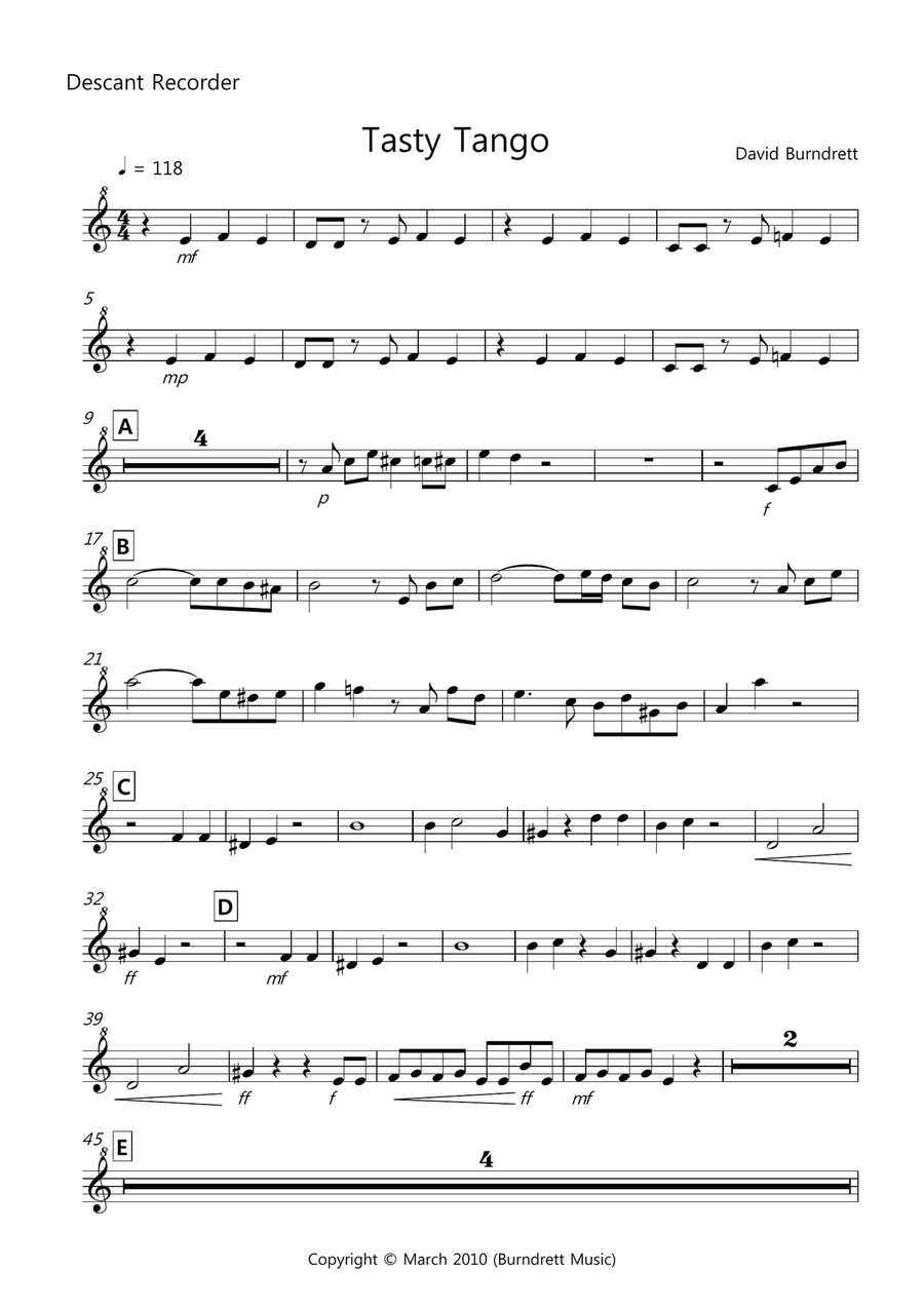 Tasty Tango for Recorder Quartet Recorder scores gallery preview page 5