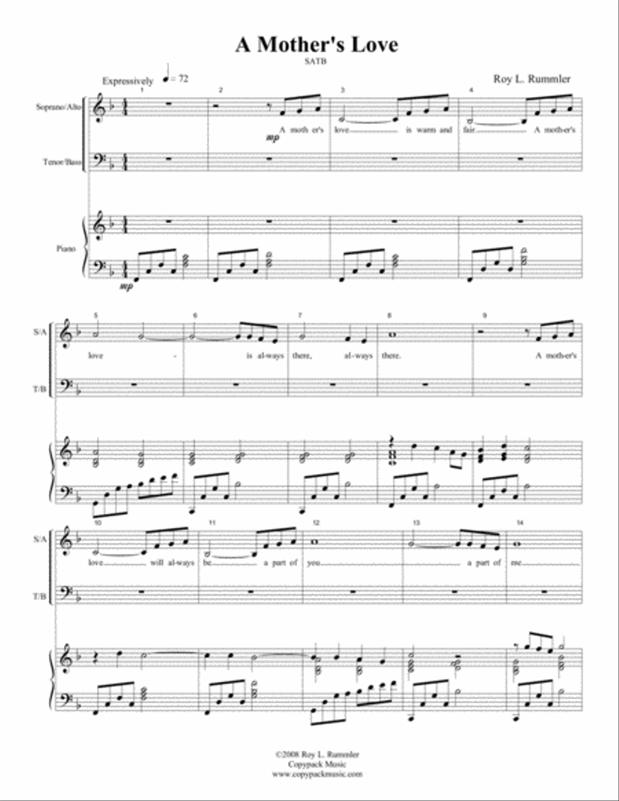 A Mother's Love A Mother's Love Choir scores gallery preview page 2