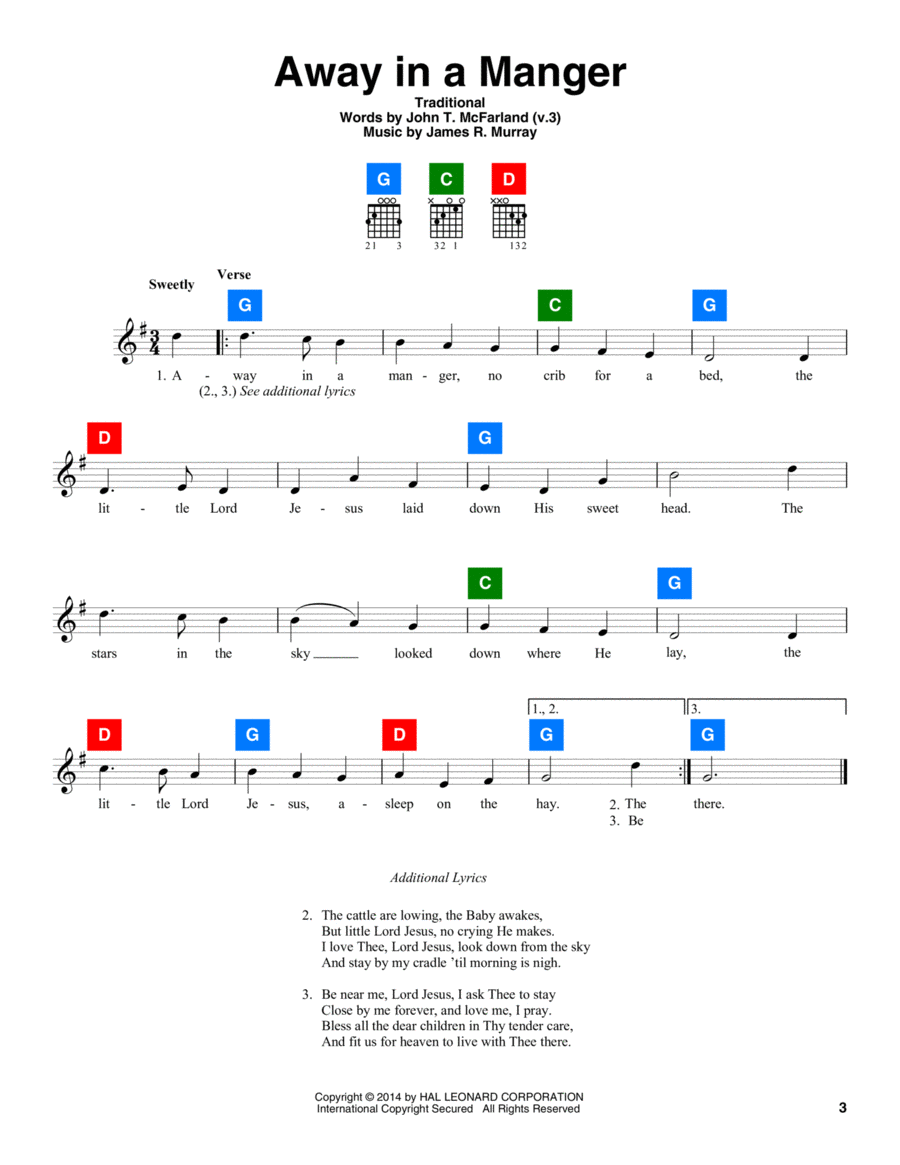 Away In A Manger Guitar scores gallery preview page 1