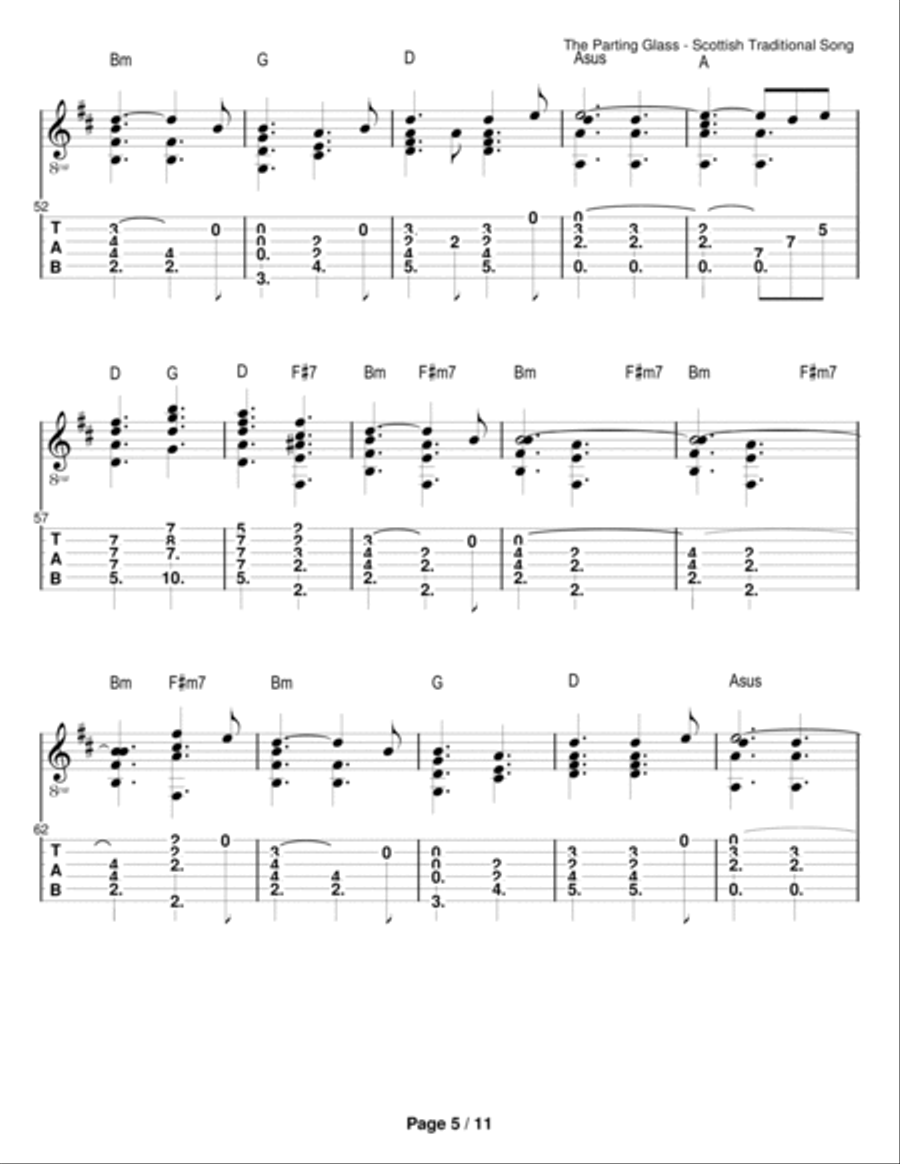 The Parting Glass Guitar Solo scores gallery preview page 5