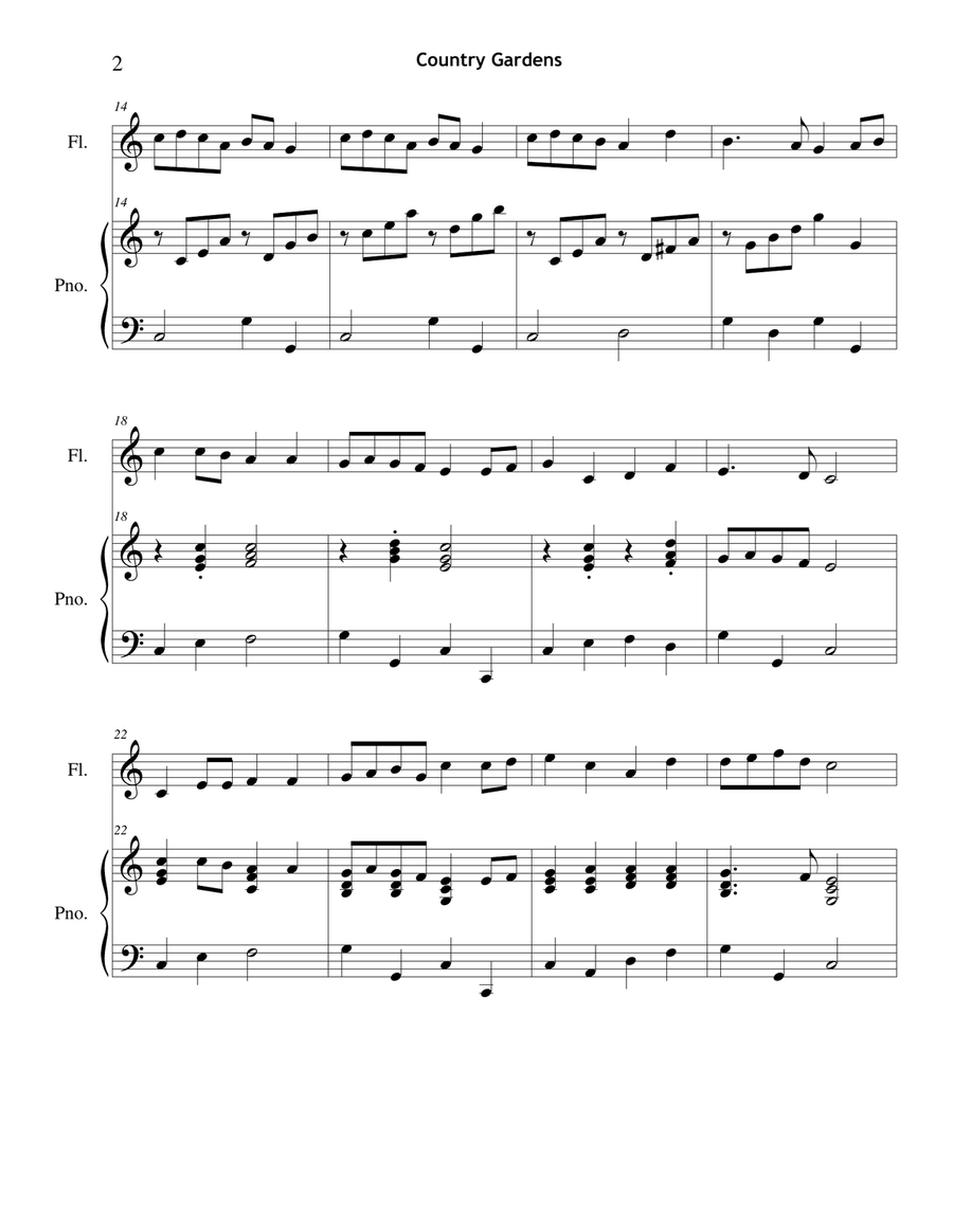Country Gardens (Flute & Piano) Flute Solo scores gallery preview page 2