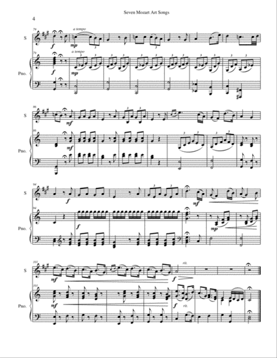 Seven Mozart Art Songs Alto Saxophone scores gallery preview page 4