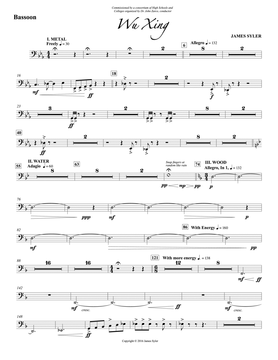Wu Xing: Bassoon Wu Xing: Bassoon Concert Band scores gallery preview page 1