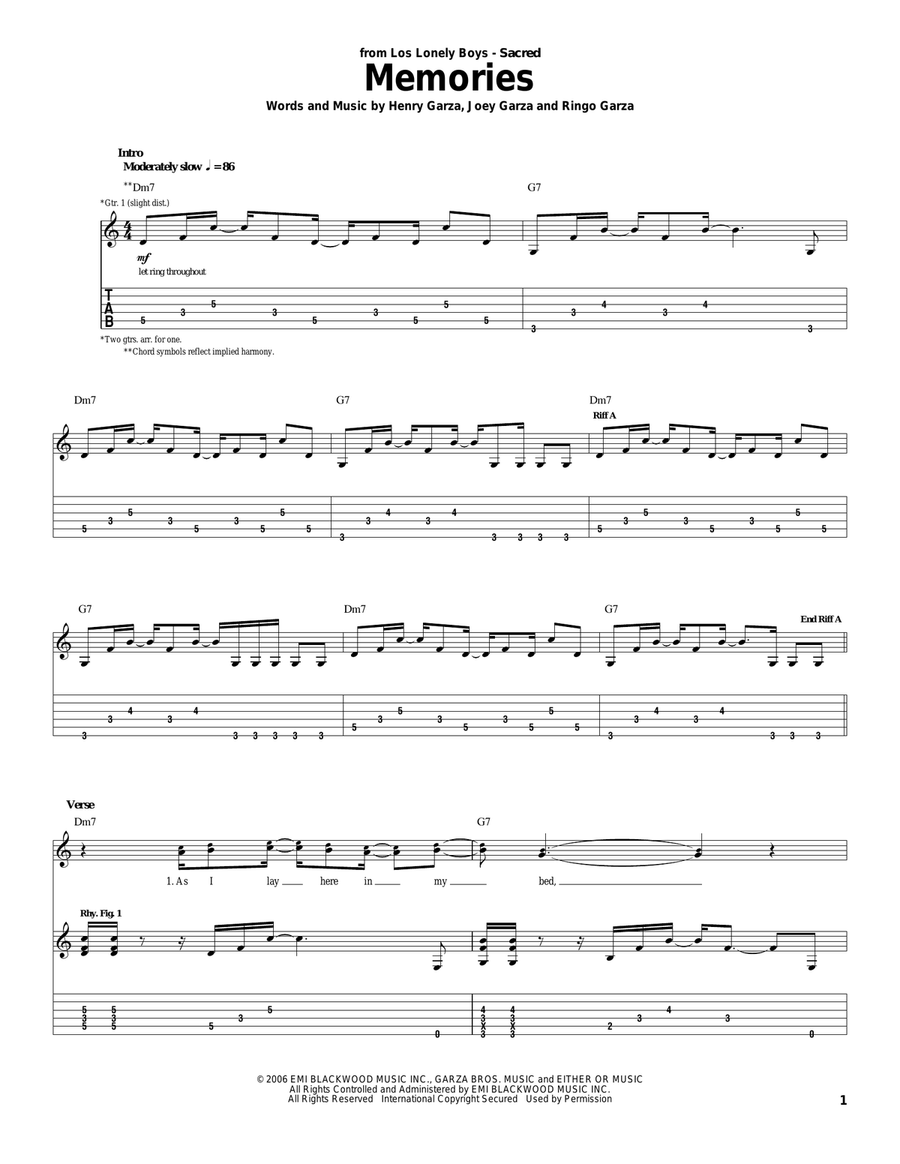 Memories Acoustic Guitar scores gallery preview page 1