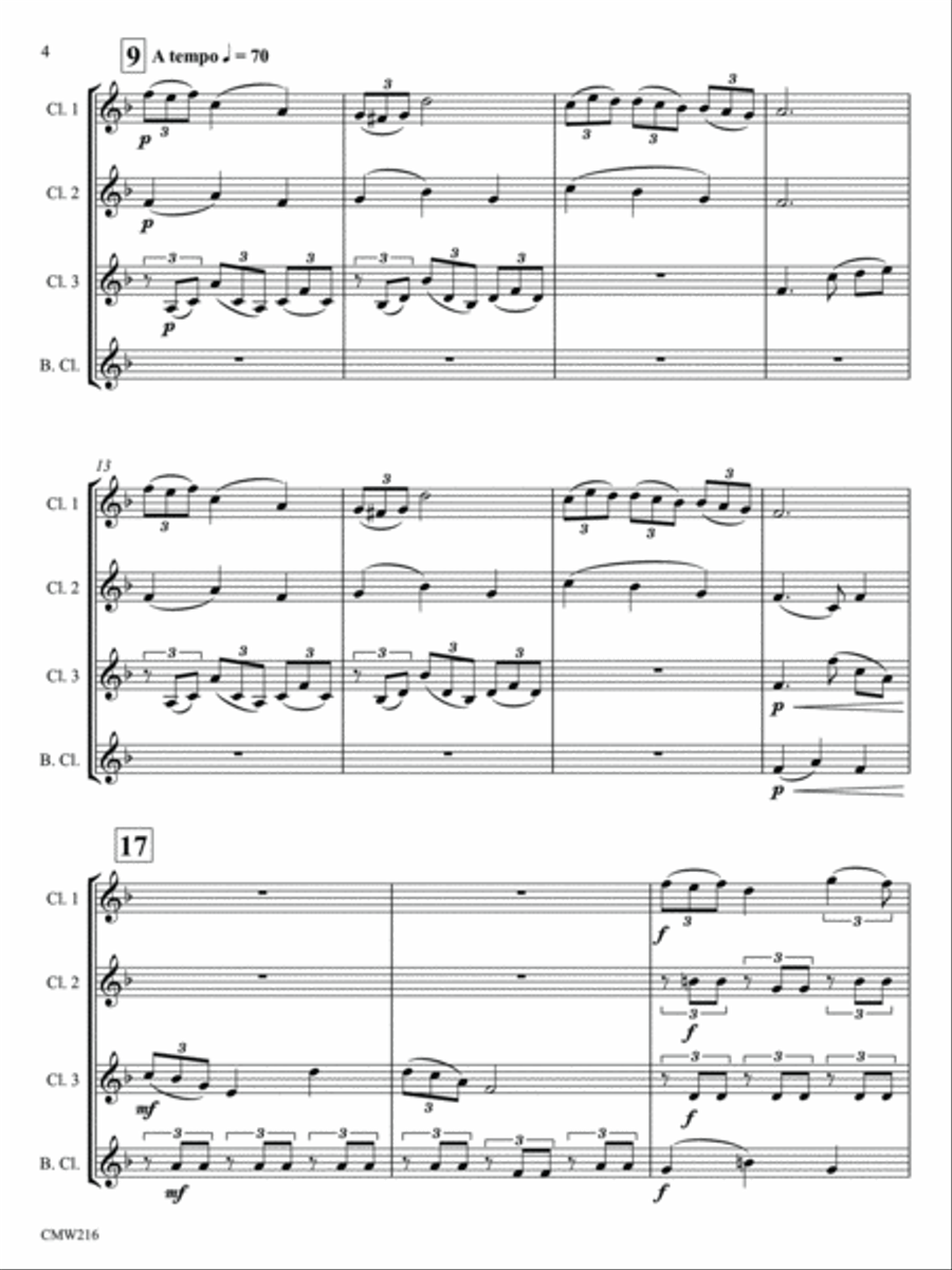 Beautiful Dreamer Clarinet Quartet scores gallery preview page 4