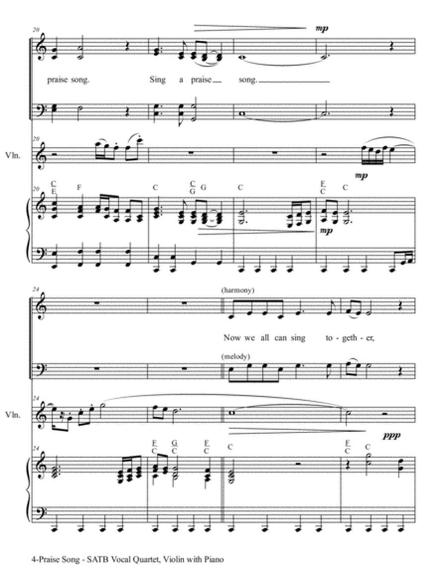 PRAISE SONG (SATB Vocal Quartet with Violin & Piano) image number null