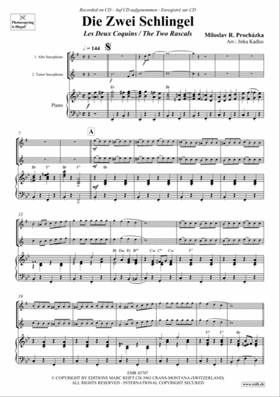 Die Zwei Schlingel Tenor Saxophone scores gallery preview page 5