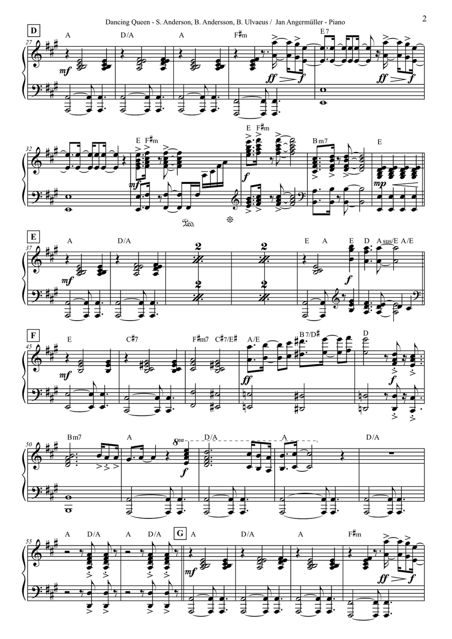 Dancing Queen Piano Solo scores gallery preview page 2