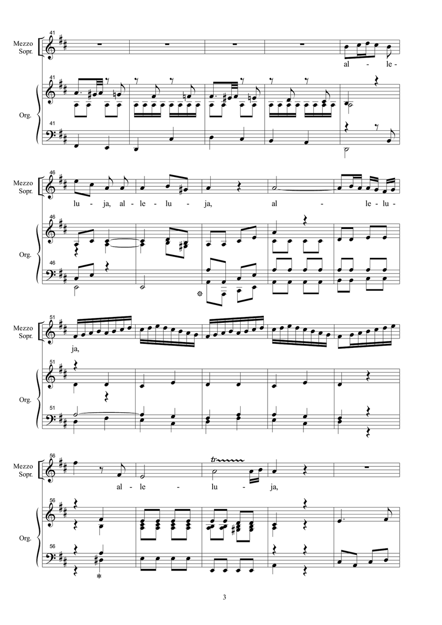 ALLELUJA (Exsultate, jubilate K.165) W.A.Mozart - Arr. for MezzoSoprano and. Organ (in D) Medium Voice scores gallery preview page 3