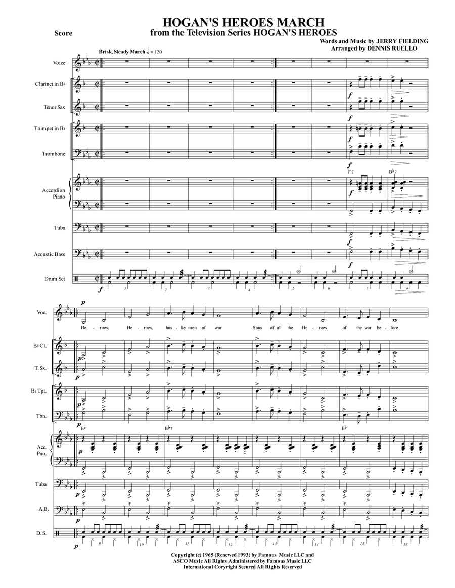 Hogan's Heroes March Large Ensemble scores gallery preview page 1