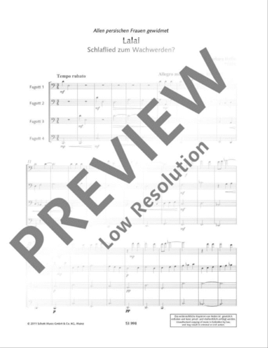 Lalai Lalai Bassoon Quartet scores gallery preview page 6