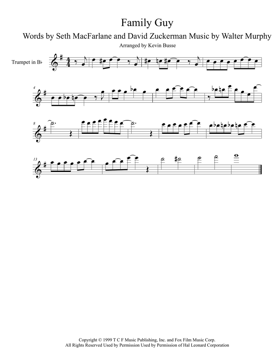 Theme From Family Guy Trumpet Solo scores gallery preview page 1