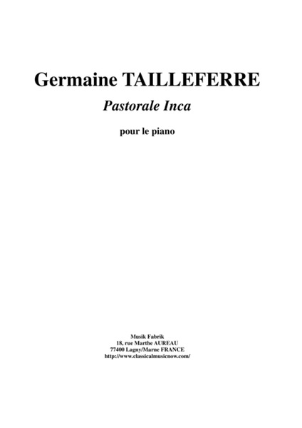 Germaine Tailleferre - Pastorale Inca for piano